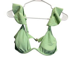 Shade & Shore Womens XL Green Ruffle Strap Bikini Top